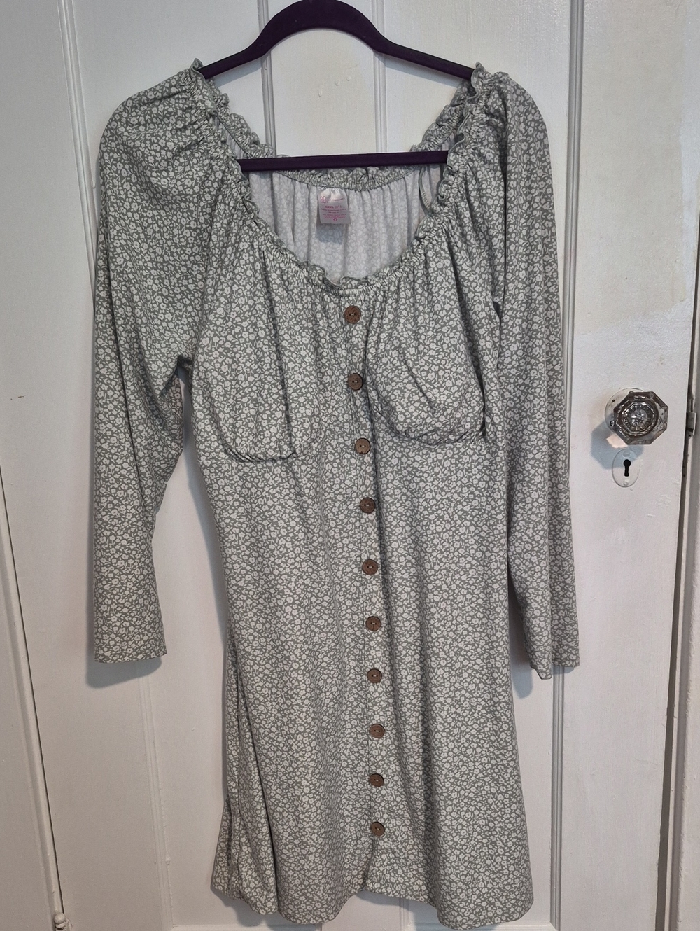 No Boundaries Sage Green Floral Button-Front Women’s Dress
